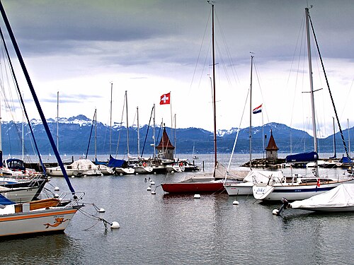Port with turrets and pier